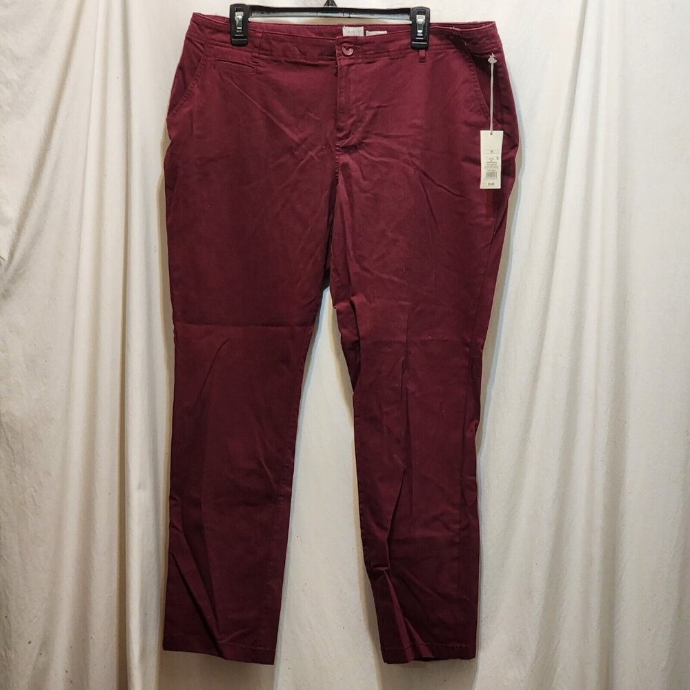 A New Day‎ Women Boysenberry Red Stretch Slash Pocket Dress Pants Size 16 NWT